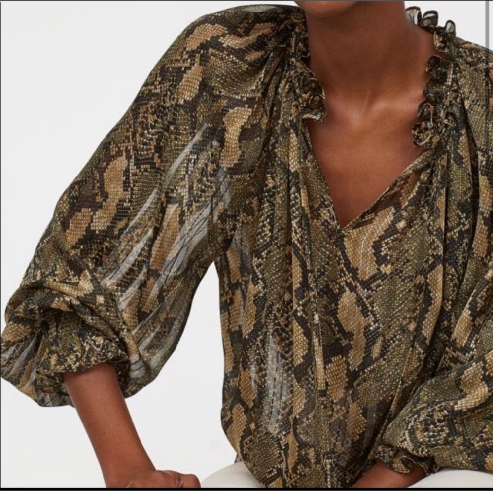 NWT H&M python snakeskin coord matching set blouse & pants XS S
